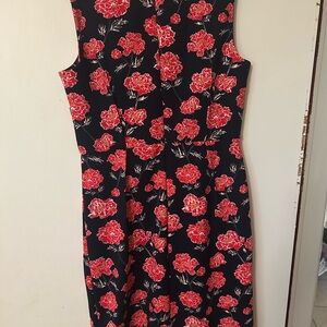 Banana Republic Black Dress with Red Floral Design